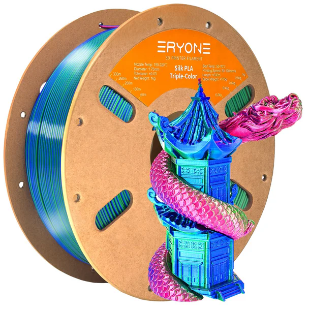 silk triple red & blue & green