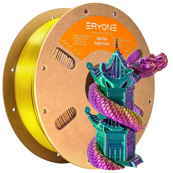 silk triple dark green & purple & yellow